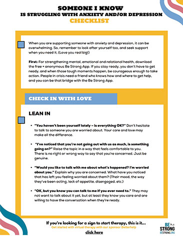 Be Strong » Anxiety/Depression Checklist Cover Image